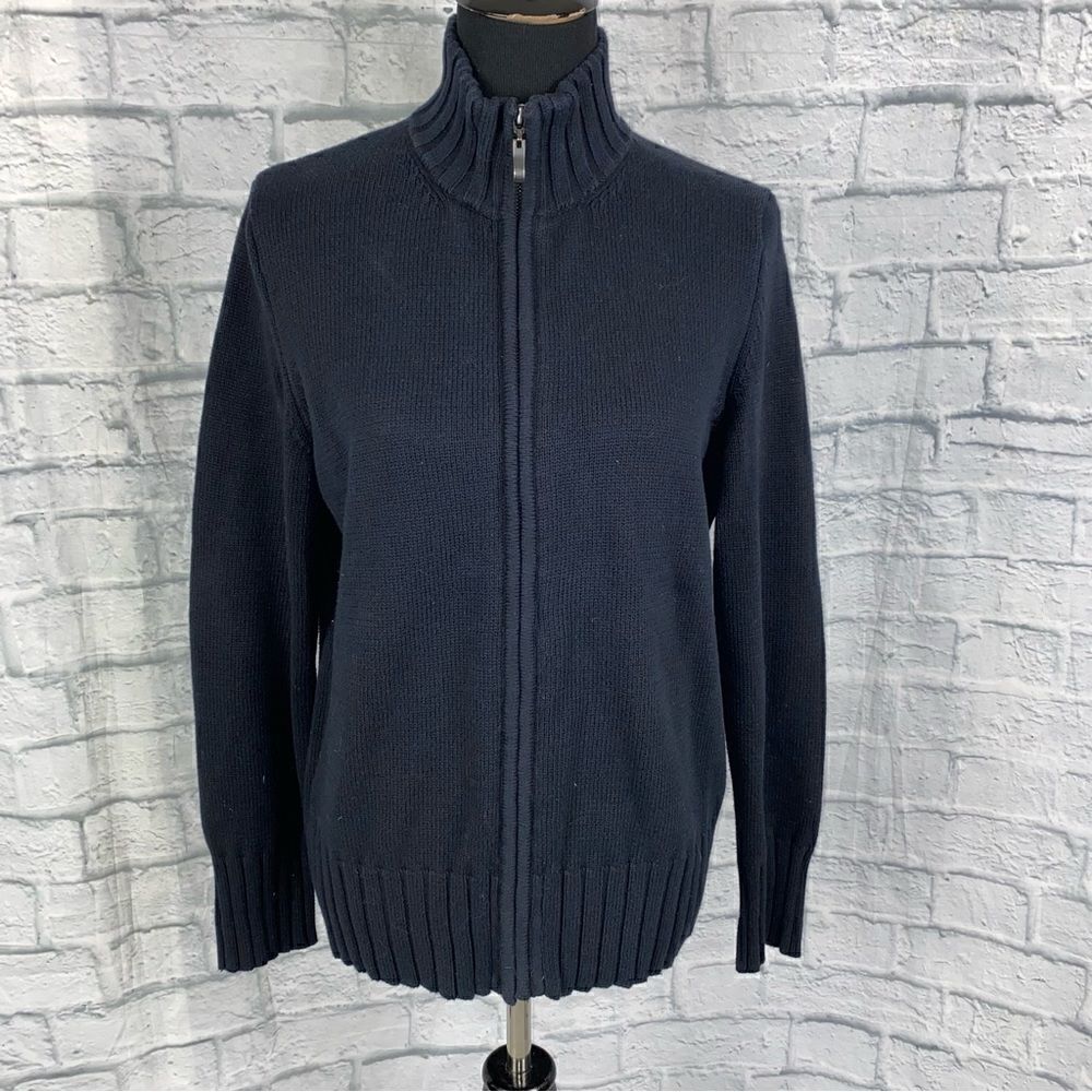 Karen Scott full zip sweater jacket black size LG